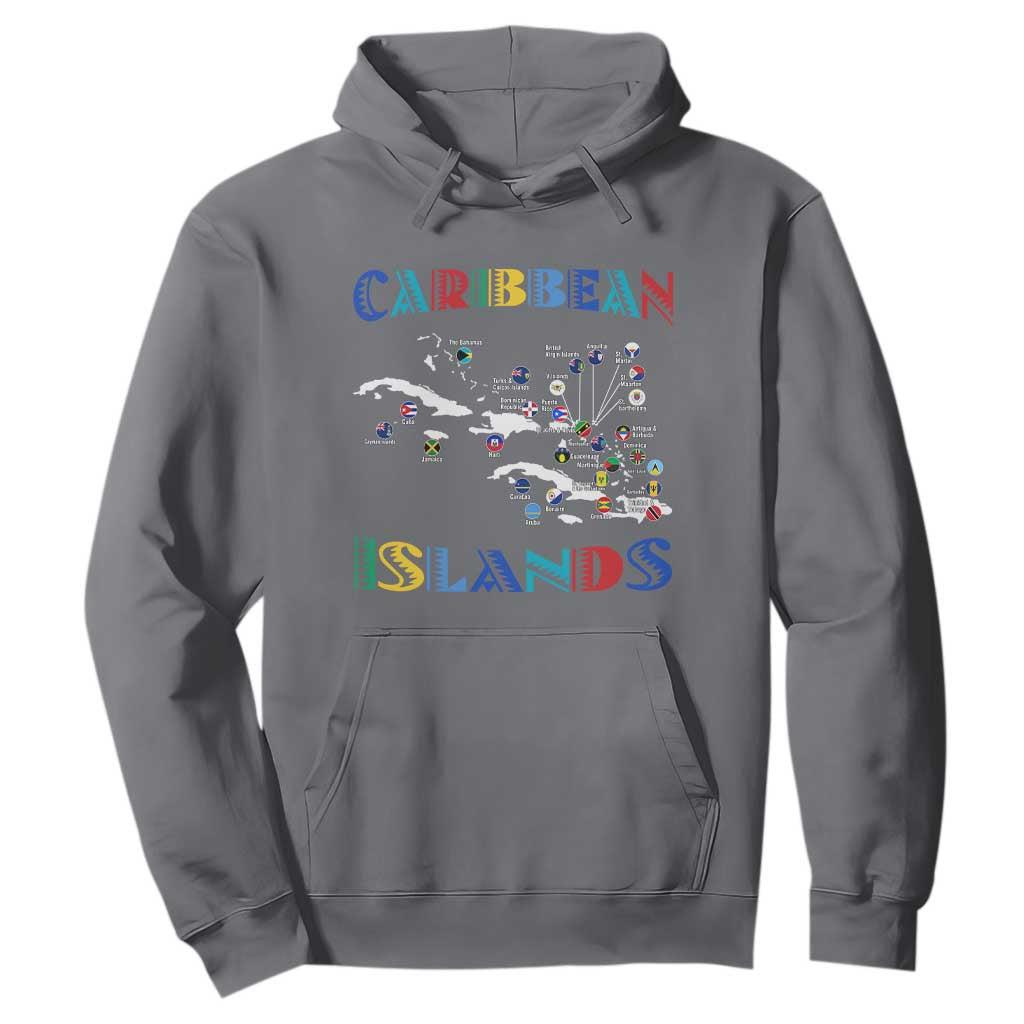 Caribbean Islands Hoodie Caribbean Sea Tour Map Flag TS11 Charcoal Print Your Wear
