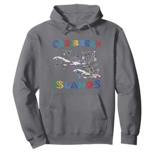 Caribbean Islands Hoodie Caribbean Sea Tour Map Flag TS11 Charcoal Print Your Wear