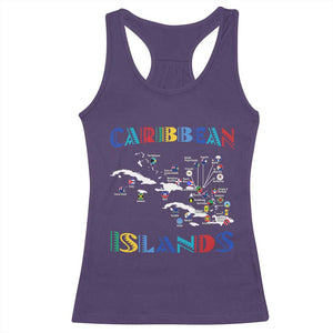 Caribbean Islands Racerback Tank Top Caribbean Sea Tour Map Flag TS11 Purple Print Your Wear