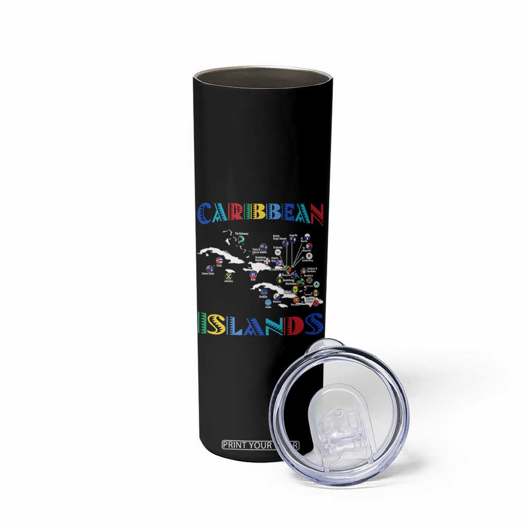 Caribbean Islands Skinny Tumbler Caribbean Sea Tour Map Flag TS11 Print Your Wear