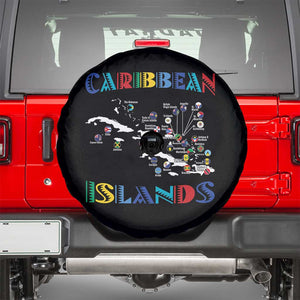 Caribbean Islands Spare Tire Cover Caribbean Sea Tour Map Flag TS11 Black Print Your Wear