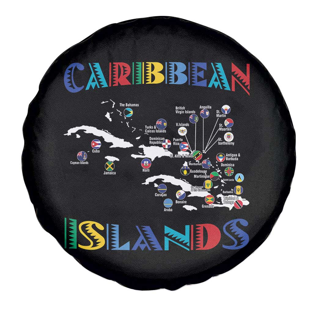 Caribbean Islands Spare Tire Cover Caribbean Sea Tour Map Flag TS11 Print Your Wear
