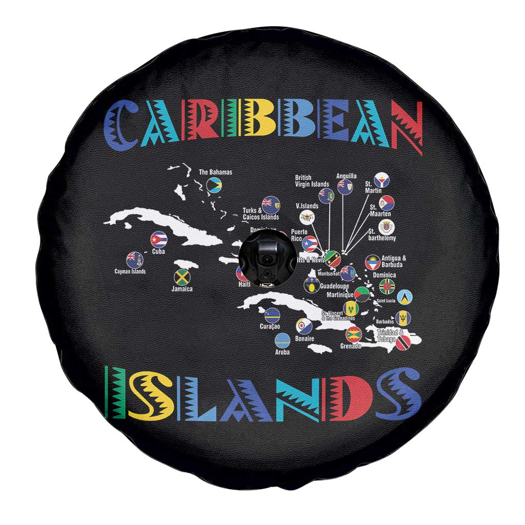 Caribbean Islands Spare Tire Cover Caribbean Sea Tour Map Flag TS11 Print Your Wear
