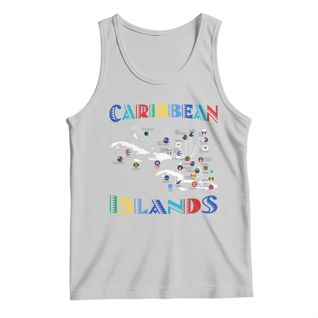 Caribbean Islands Tank Top Caribbean Sea Tour Map Flag TS11 Ash Print Your Wear