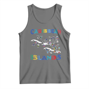 Caribbean Islands Tank Top Caribbean Sea Tour Map Flag TS11 Black Heather Print Your Wear