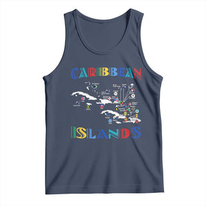 Caribbean Islands Tank Top Caribbean Sea Tour Map Flag TS11 Navy Print Your Wear