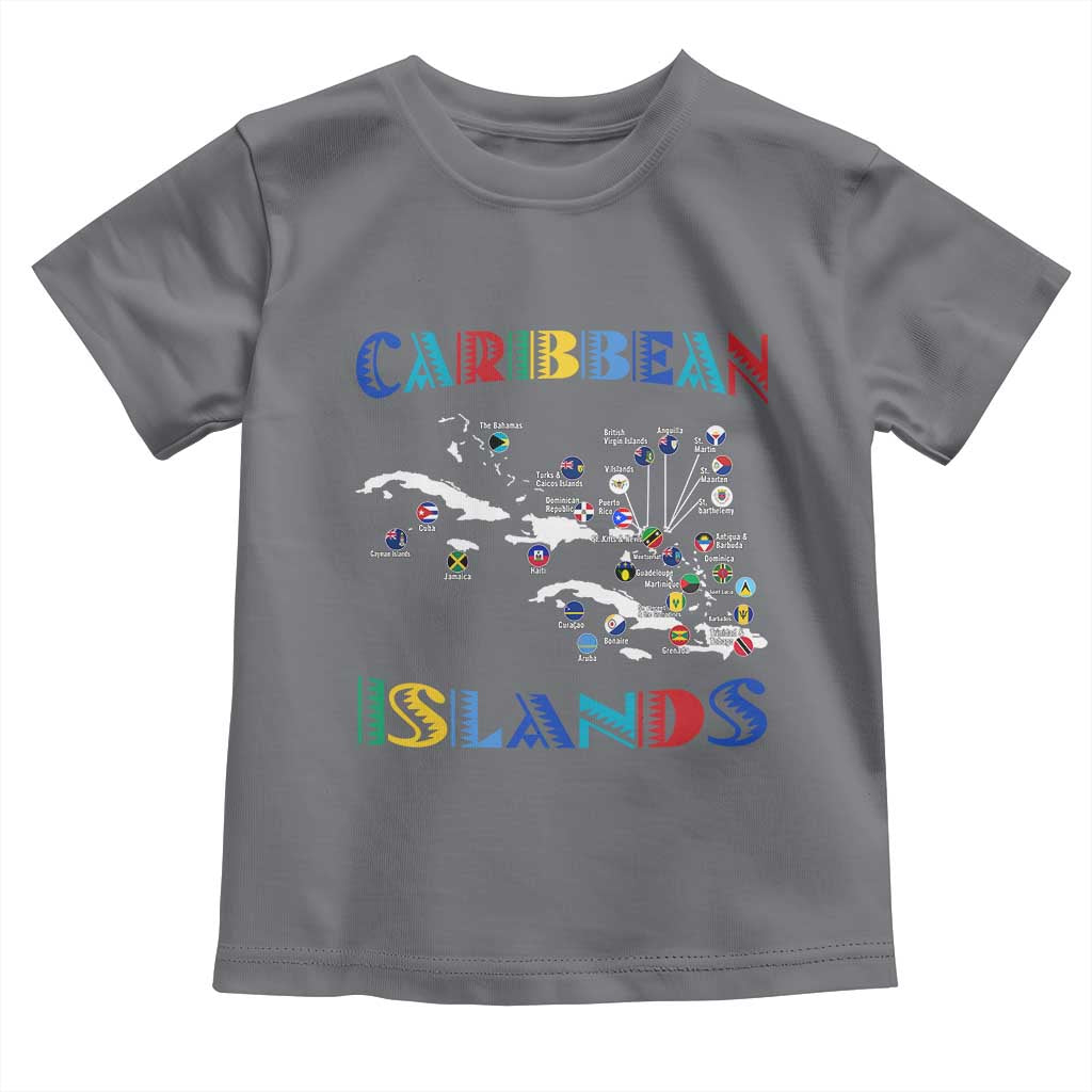 Caribbean Islands Toddler T Shirt Caribbean Sea Tour Map Flag TS11 Charcoal Print Your Wear