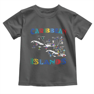 Caribbean Islands Toddler T Shirt Caribbean Sea Tour Map Flag TS11 Dark Heather Print Your Wear