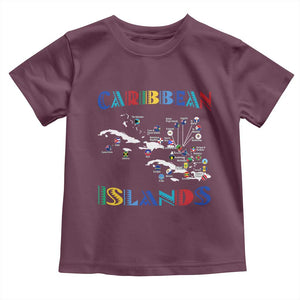 Caribbean Islands Toddler T Shirt Caribbean Sea Tour Map Flag TS11 Maroon Print Your Wear