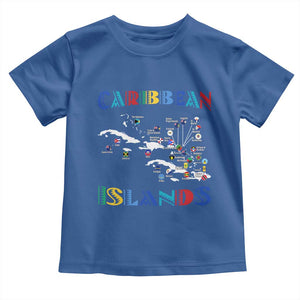 Caribbean Islands Toddler T Shirt Caribbean Sea Tour Map Flag TS11 Royal Blue Print Your Wear