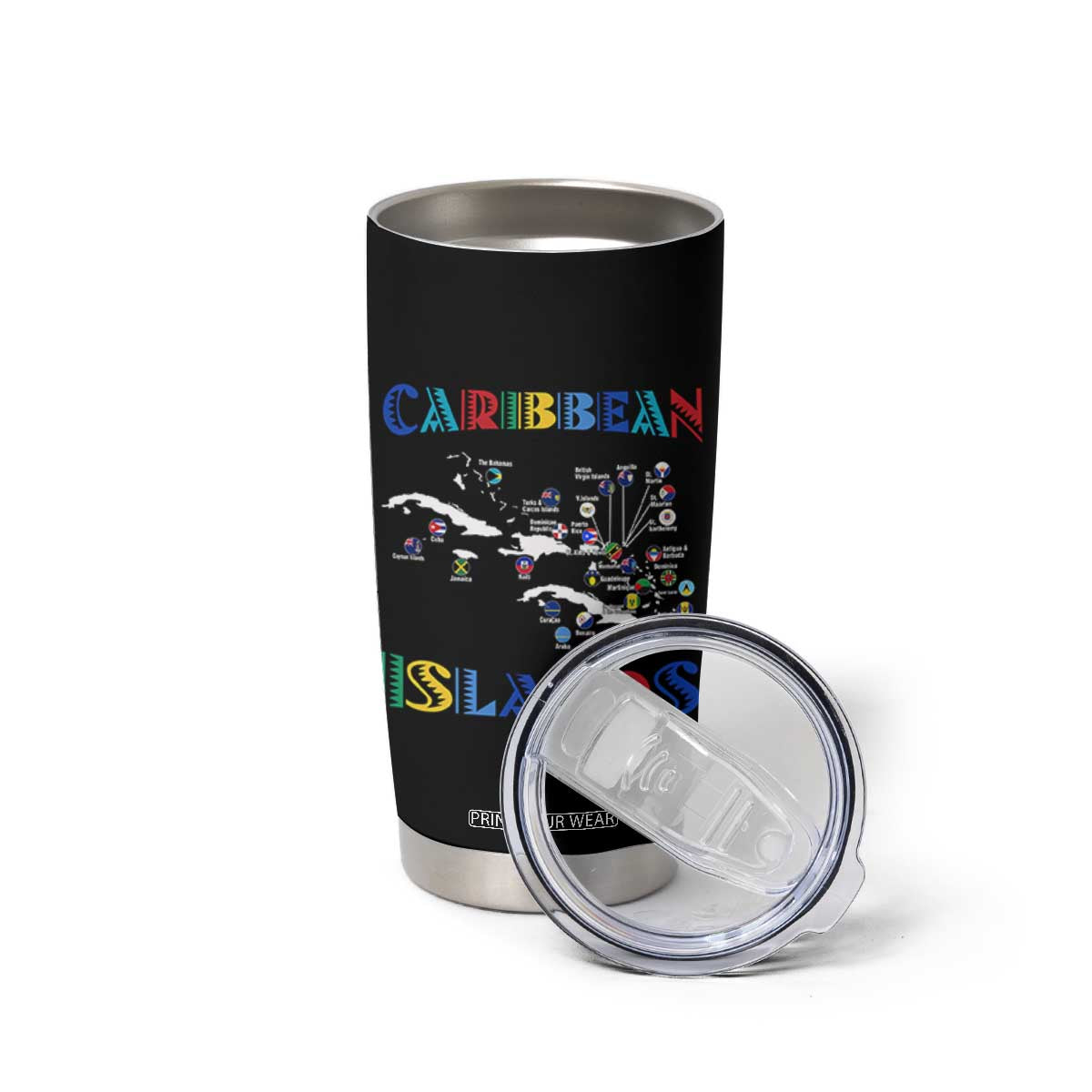 Caribbean Islands Tumbler Cup Caribbean Sea Tour Map Flag TS11 Print Your Wear