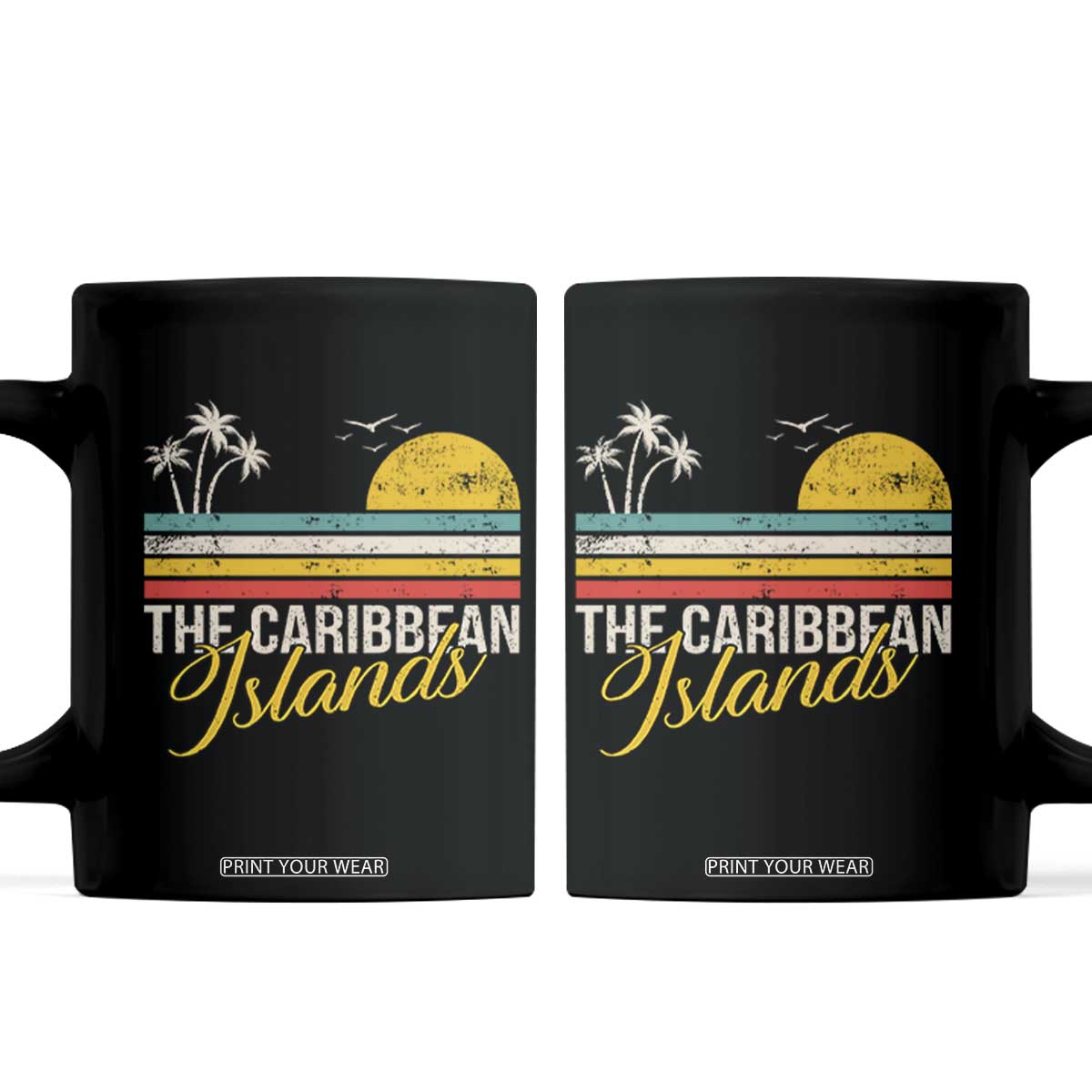 The Caribbean Islands Coffee Mug Retro Vacation Beach Caribbean Sea Tour TS11 Black Print Your Wear
