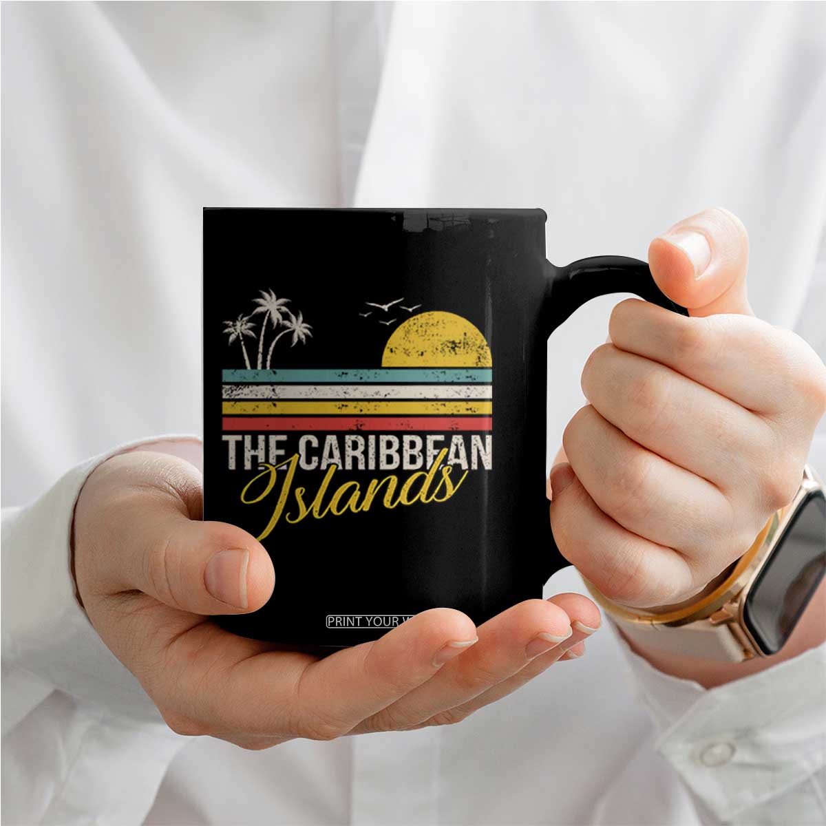 The Caribbean Islands Coffee Mug Retro Vacation Beach Caribbean Sea Tour TS11 Print Your Wear