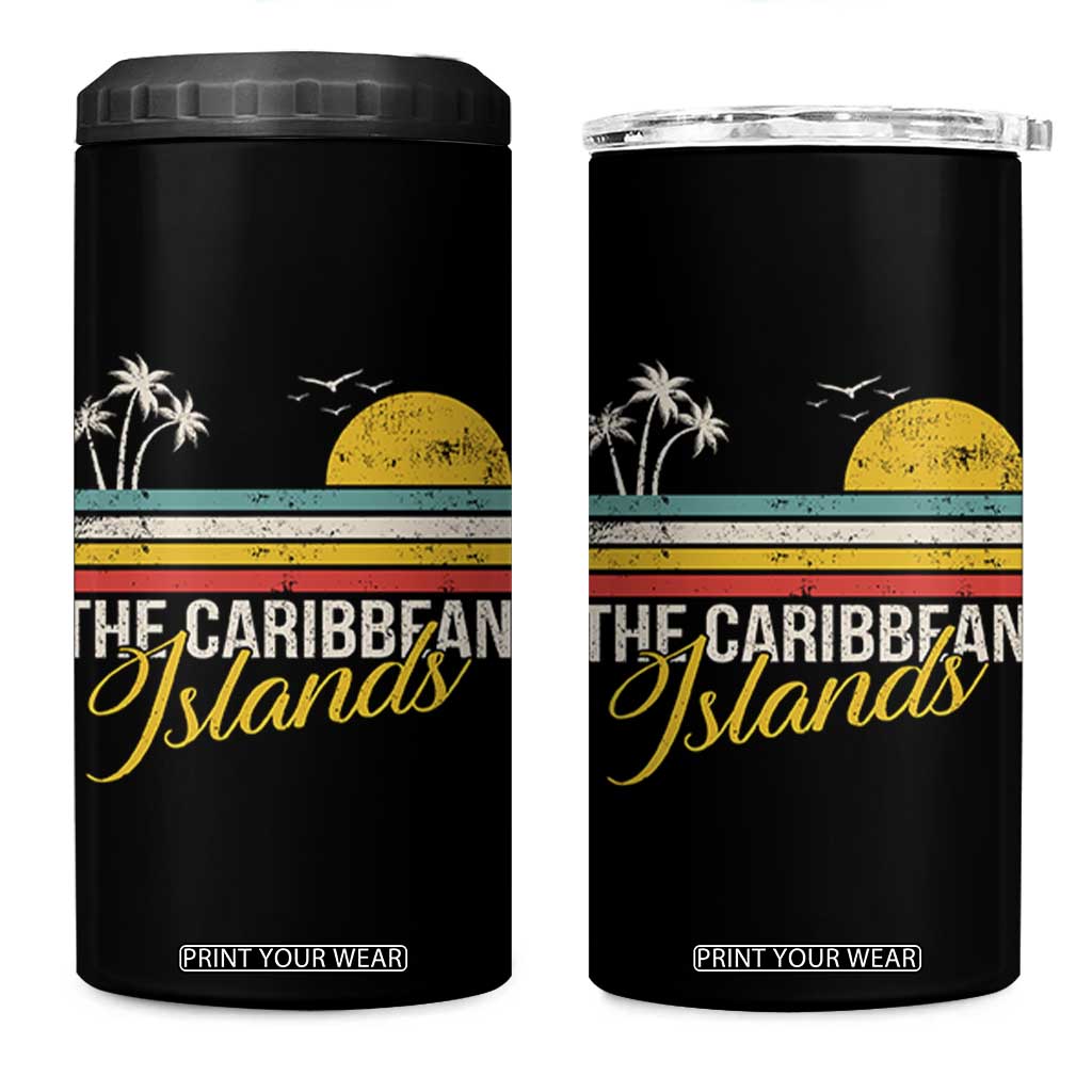 The Caribbean Islands 4 in 1 Can Cooler Tumbler Retro Vacation Beach Caribbean Sea Tour TS11 One Size: 16 oz Black Print Your Wear