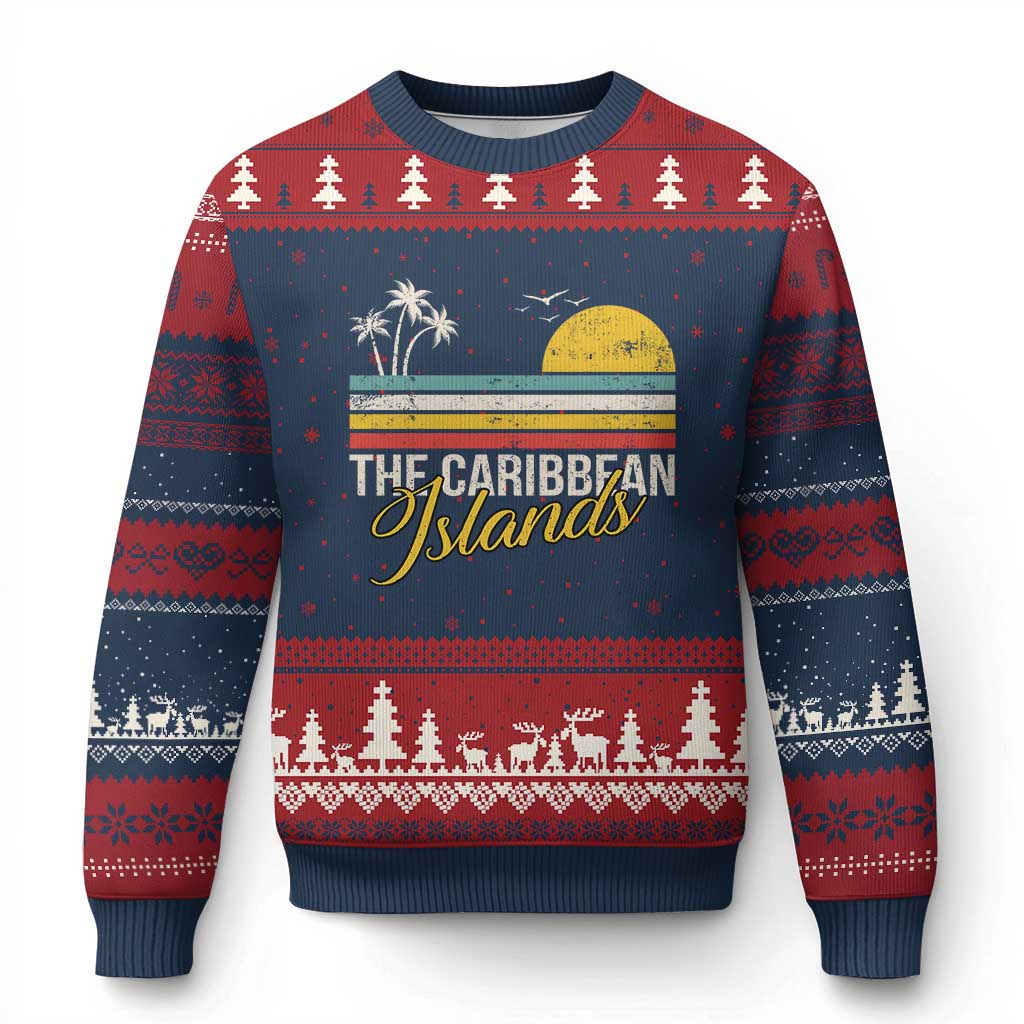 The Caribbean Islands Ugly Christmas Sweater Retro Vacation Beach Caribbean Sea Tour TS11 Navy Red Print Your Wear