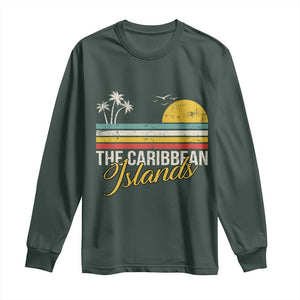 The Caribbean Islands Long Sleeve Shirt Retro Vacation Beach Caribbean Sea Tour TS11 Dark Forest Green Print Your Wear