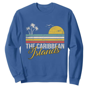 The Caribbean Islands Sweatshirt Retro Vacation Beach Caribbean Sea Tour TS11 Royal Blue Print Your Wear