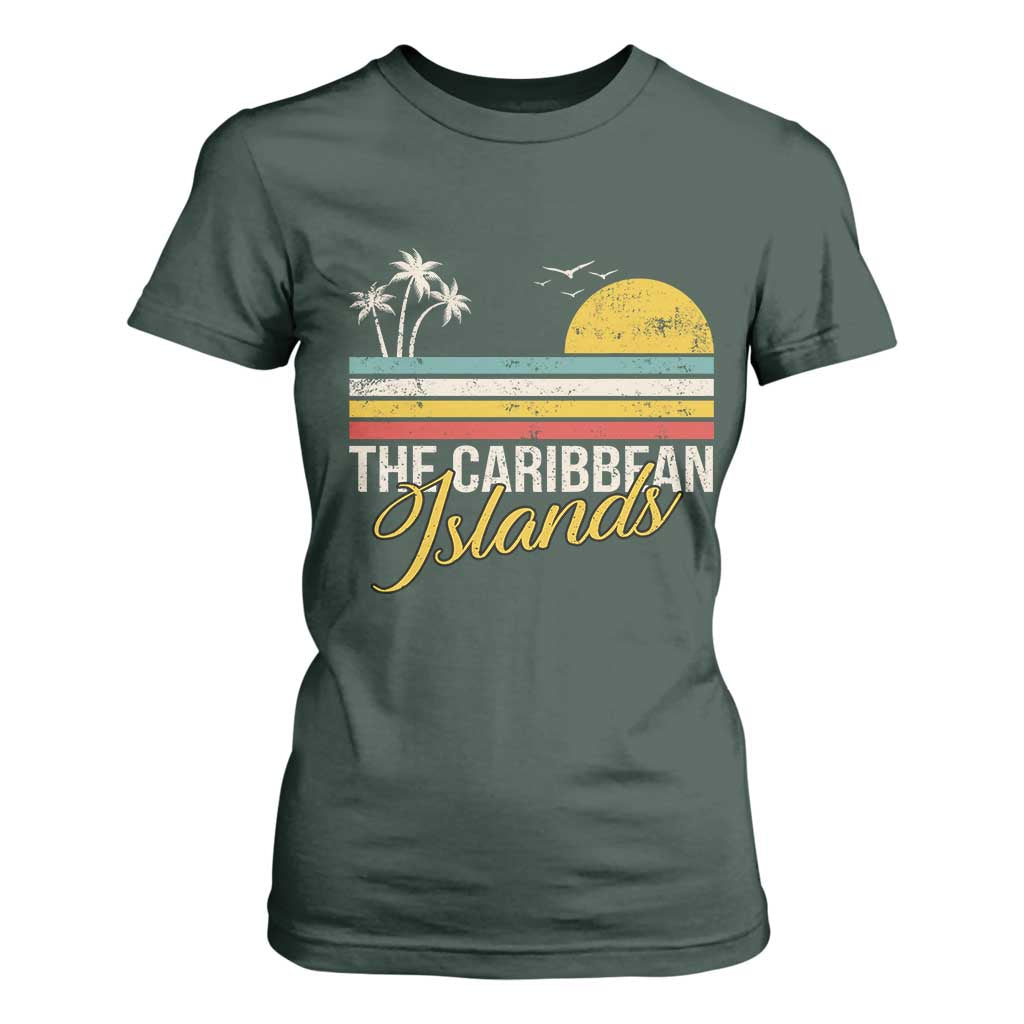 The Caribbean Islands T Shirt For Women Retro Vacation Beach Caribbean Sea Tour TS11 Dark Forest Green Print Your Wear