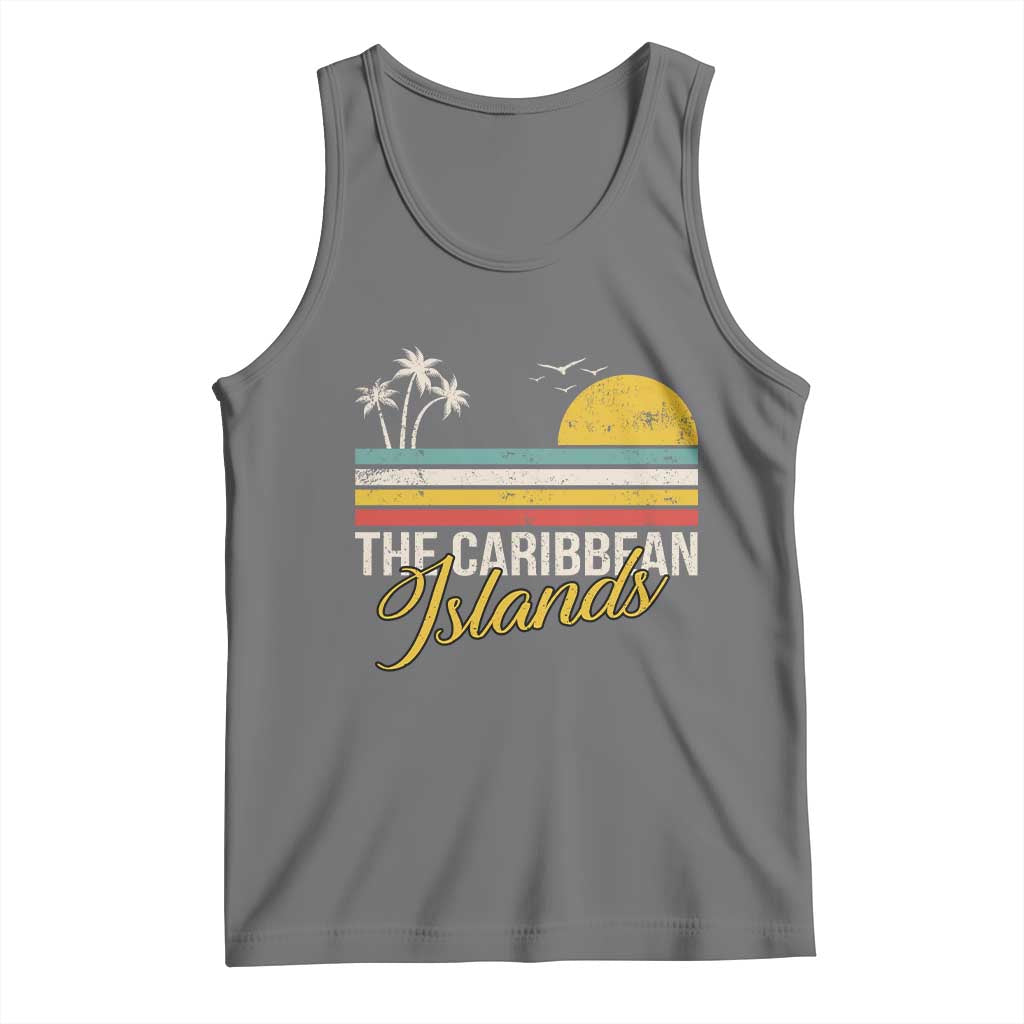 The Caribbean Islands Tank Top Retro Vacation Beach Caribbean Sea Tour TS11 Black Heather Print Your Wear