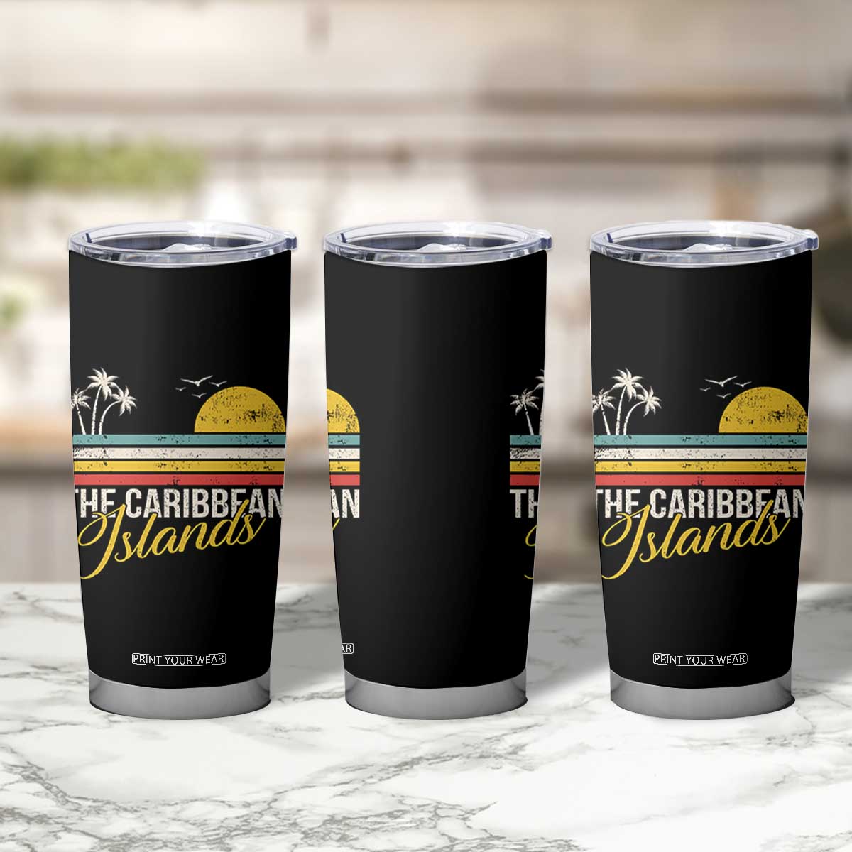 The Caribbean Islands Tumbler Cup Retro Vacation Beach Caribbean Sea Tour TS11 Print Your Wear