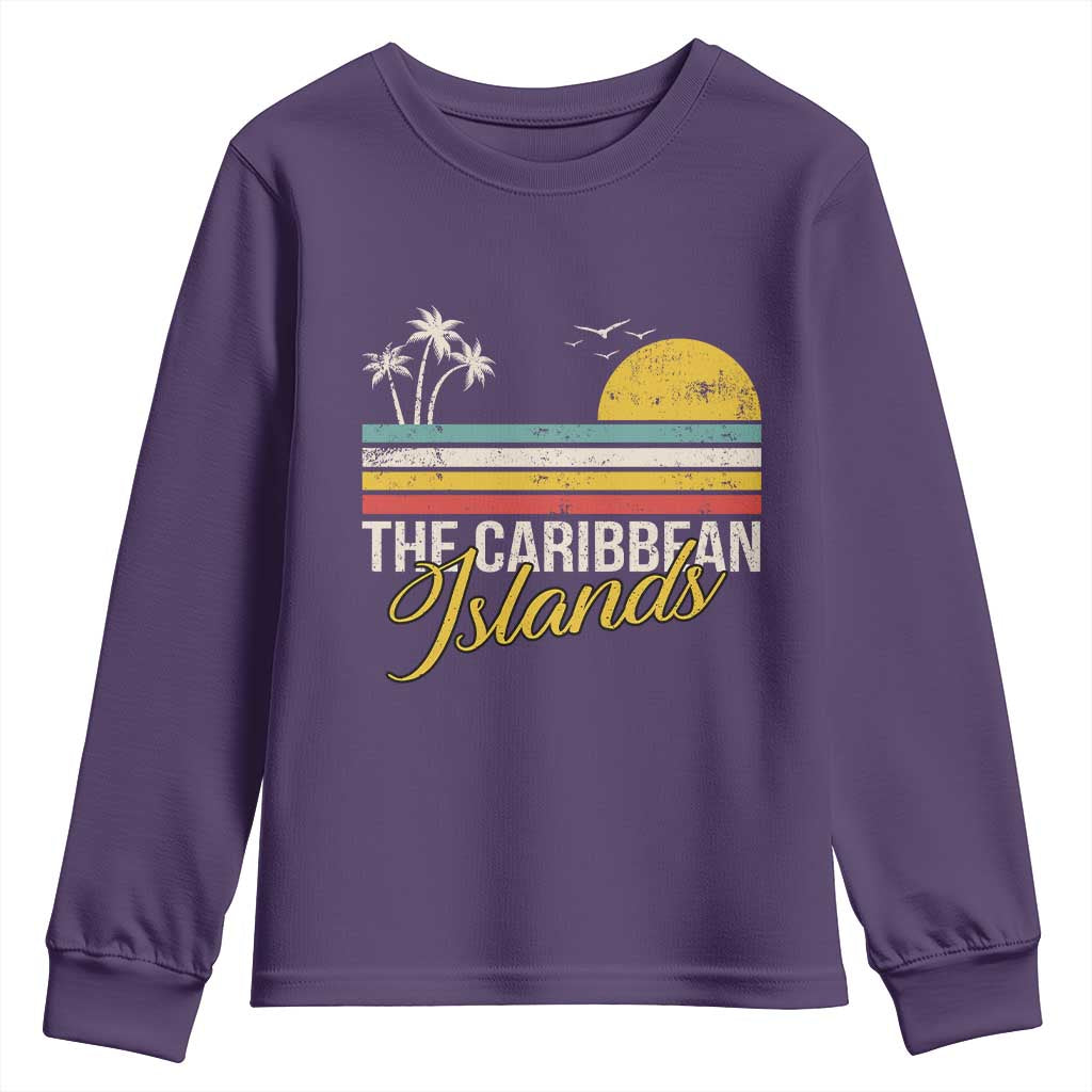 The Caribbean Islands Youth Sweatshirt Retro Vacation Beach Caribbean Sea Tour TS11 Purple Print Your Wear