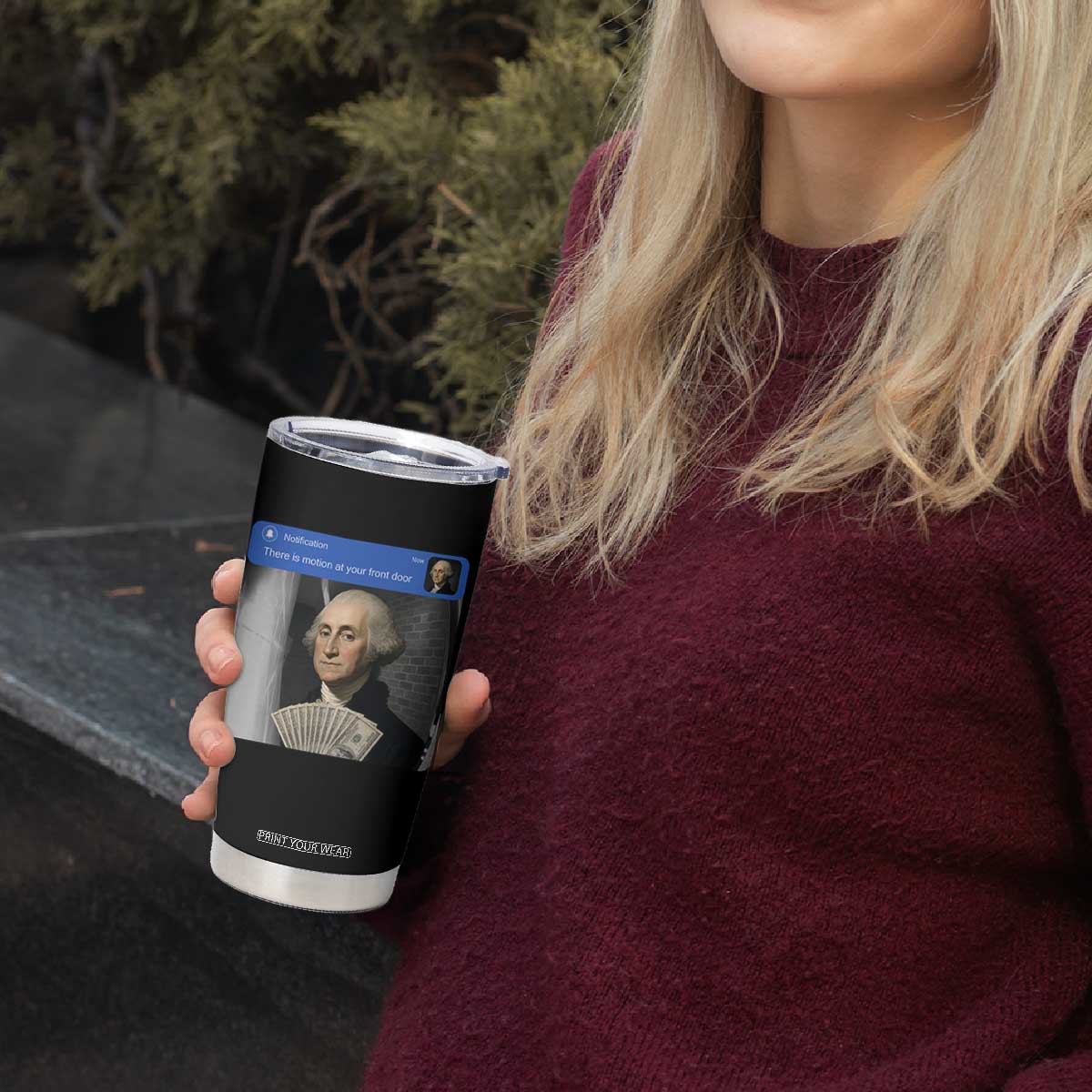 There is Motion At Your Front Door George Washington Meme Tumbler Cup