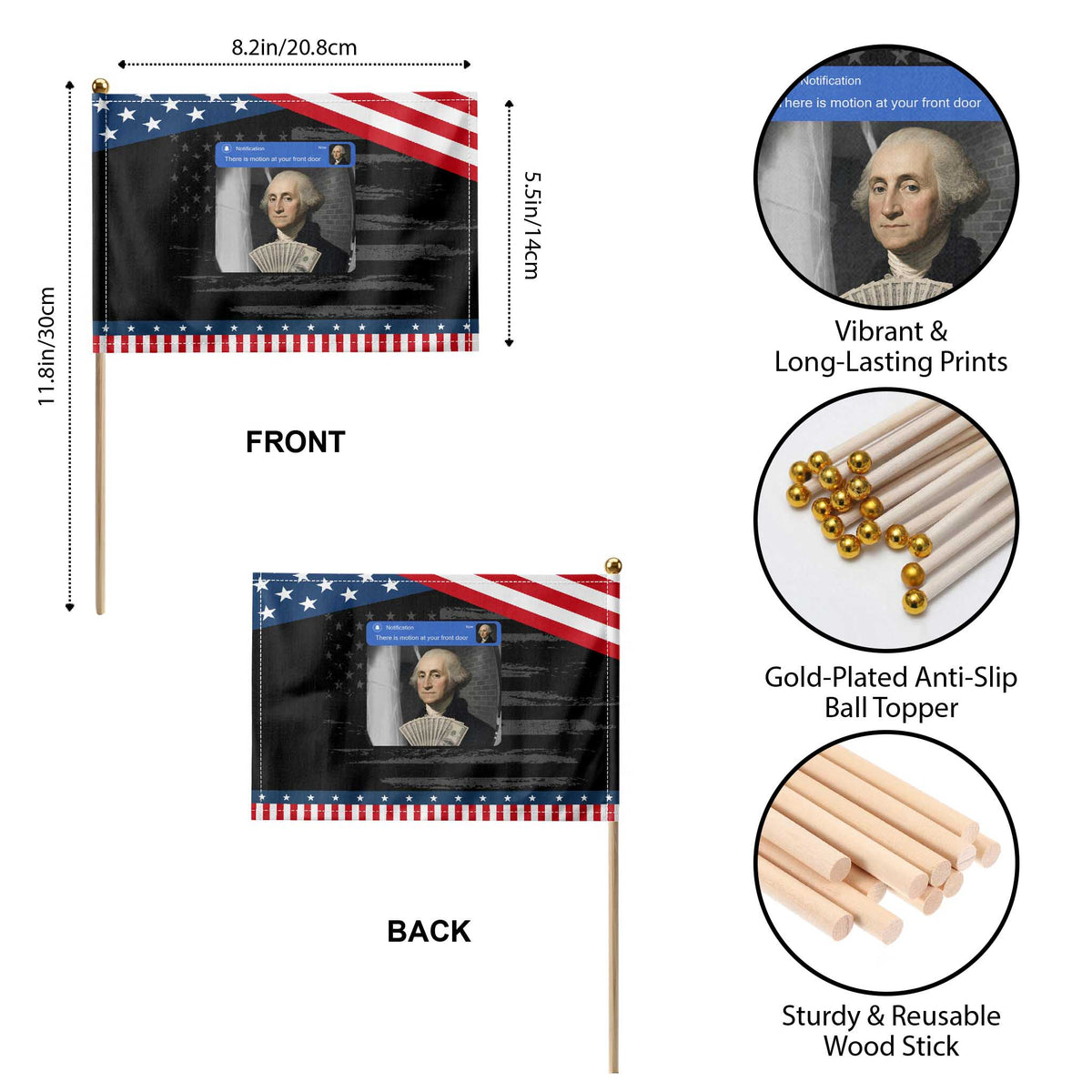 There is Motion At Your Front Door George Washington Meme Patriotic Handheld Flag