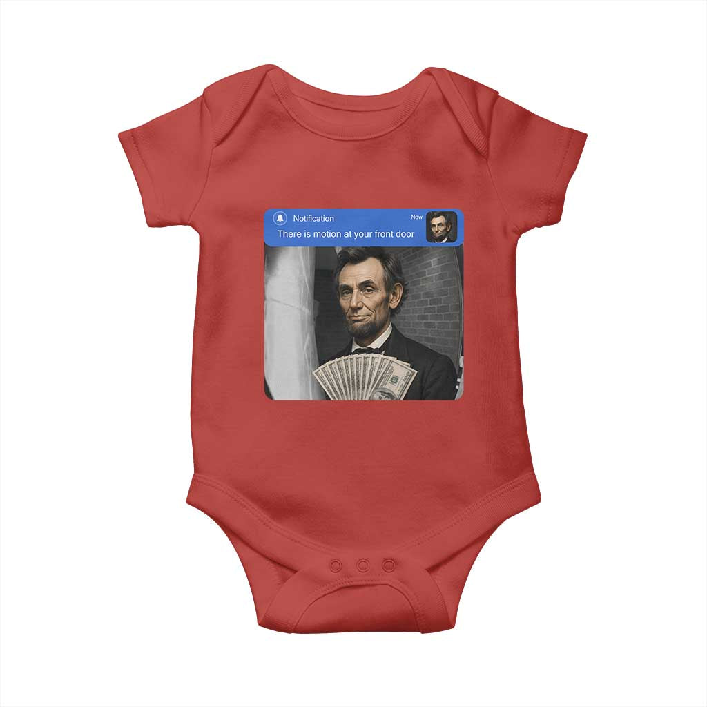There is Motion At Your Front Door Abraham Lincoln Meme Baby Onesie