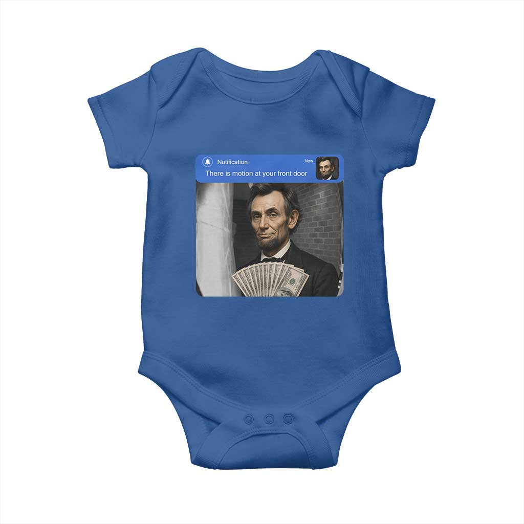 There is Motion At Your Front Door Abraham Lincoln Meme Baby Onesie