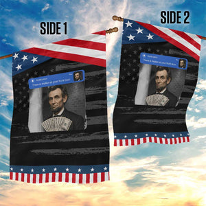 There is Motion At Your Front Door Abraham Lincoln Meme Patriotic Garden Flag