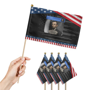 There is Motion At Your Front Door Abraham Lincoln Meme Patriotic Handheld Flag