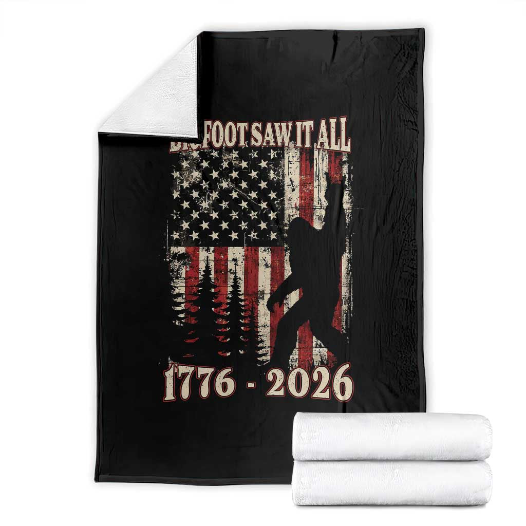 Bigfoot 250th Anniversary USA Throw Blanket Bigfoot Saw It All 1776 2026 4th of July