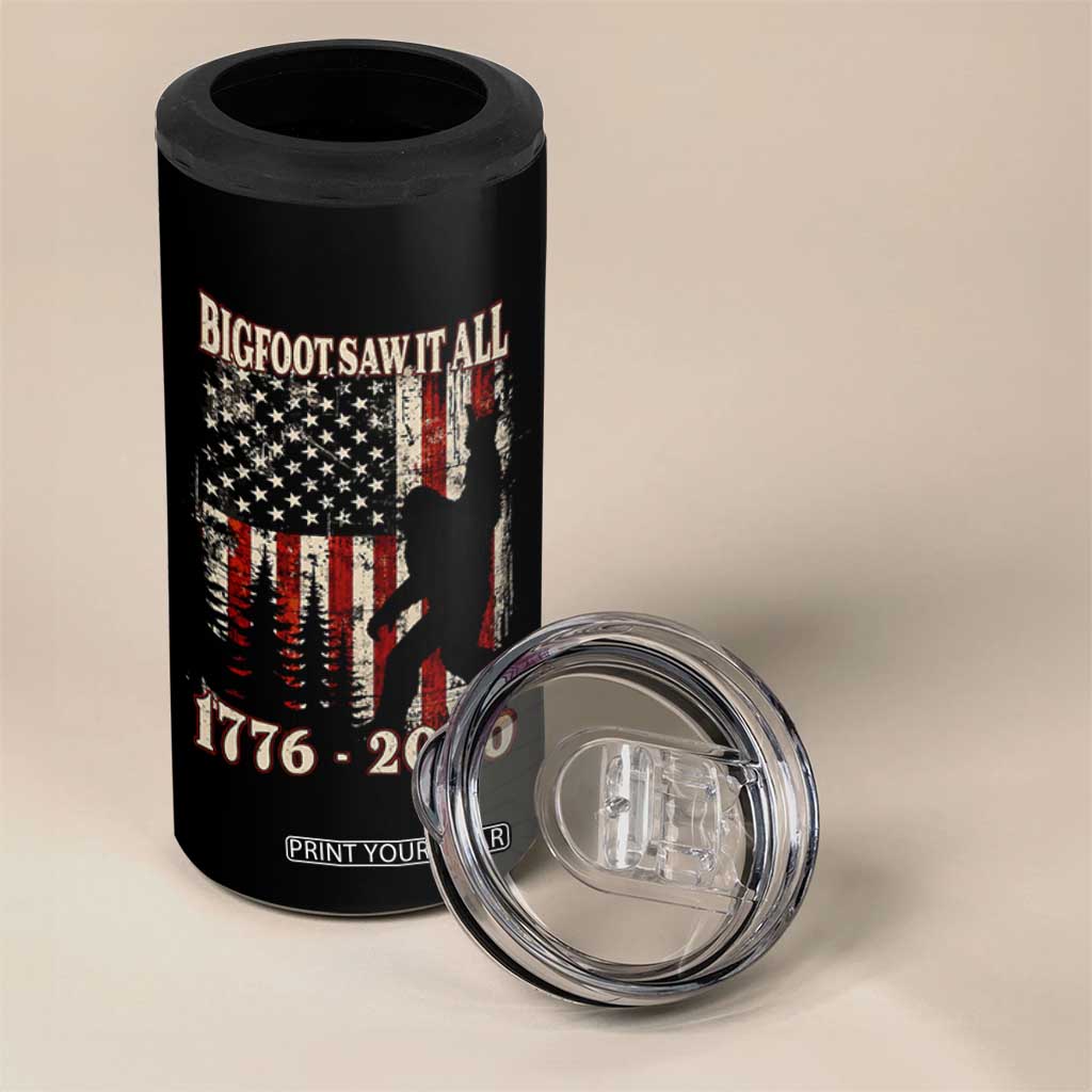 Bigfoot 250th Anniversary USA 4 in 1 Can Cooler Tumbler Bigfoot Saw It All 1776 2026 4th of July