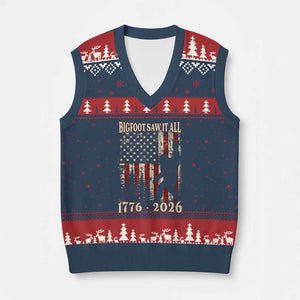 Bigfoot 250th Anniversary USA V-Neck Knit Sweater Vest Bigfoot Saw It All 1776 2026 4th of July