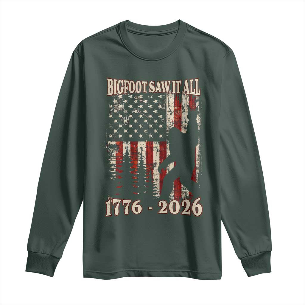 Bigfoot 250th Anniversary USA Long Sleeve Shirt Bigfoot Saw It All 1776 2026 4th of July