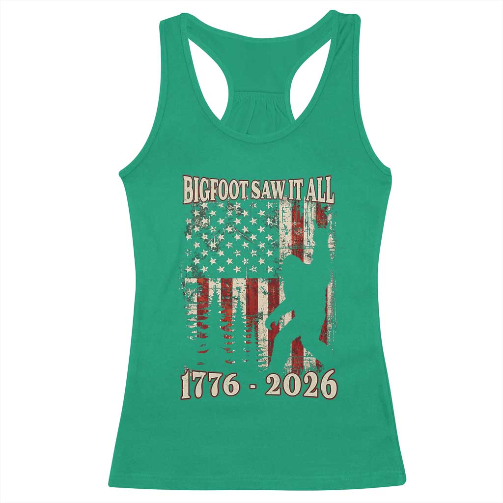 Bigfoot 250th Anniversary USA Racerback Tank Top Bigfoot Saw It All 1776 2026 4th of July
