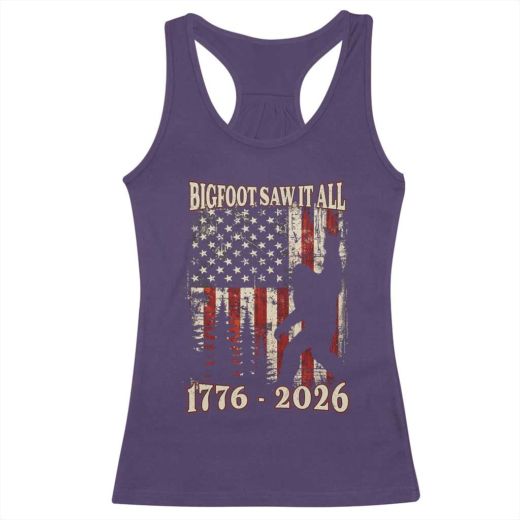 Bigfoot 250th Anniversary USA Racerback Tank Top Bigfoot Saw It All 1776 2026 4th of July