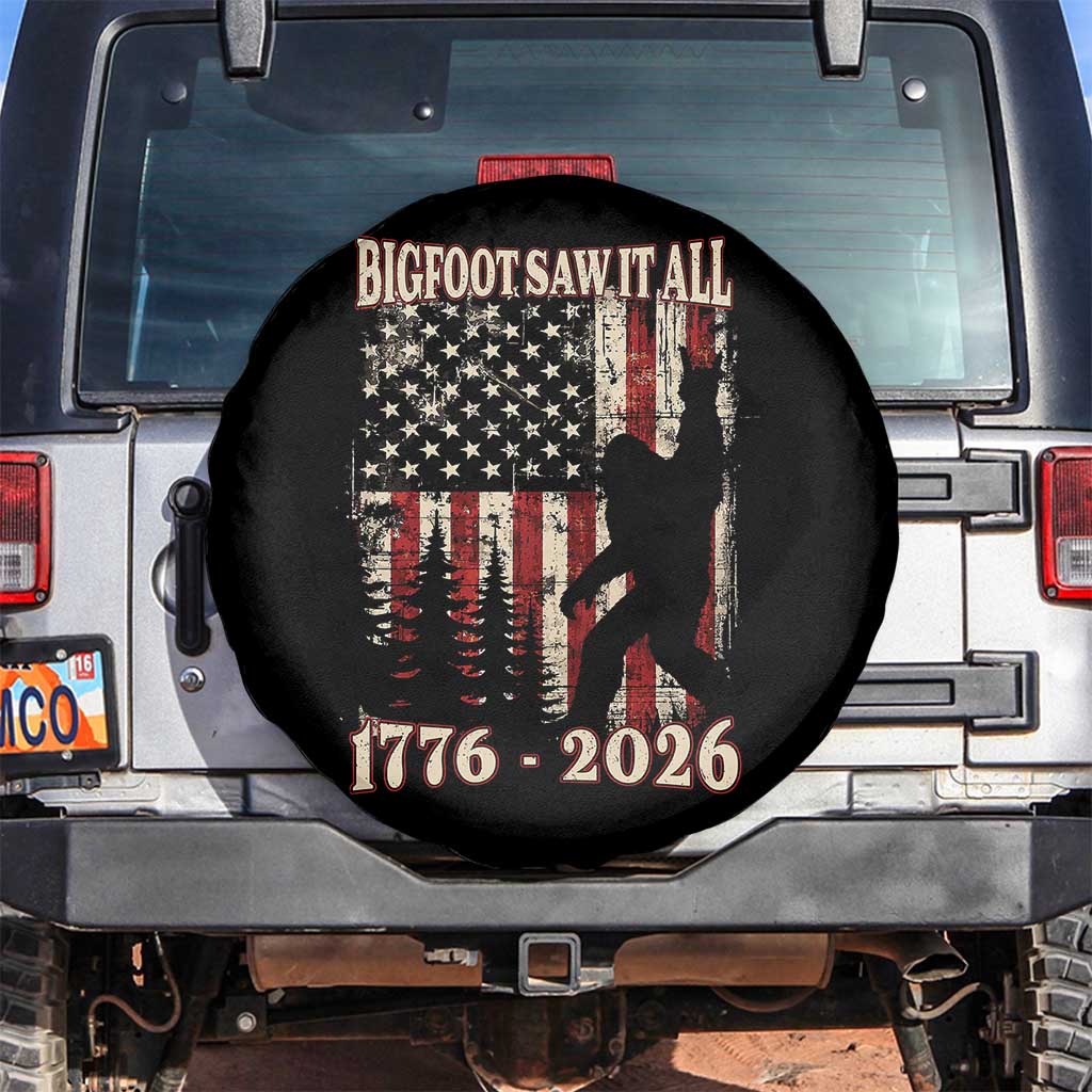Bigfoot 250th Anniversary USA Spare Tire Cover Bigfoot Saw It All 1776 2026 4th of July TS11 No hole Black Print Your Wear