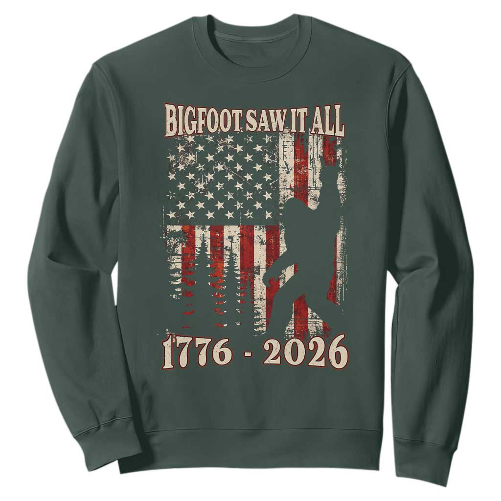 Bigfoot 250th Anniversary USA Sweatshirt Bigfoot Saw It All 1776 2026 4th of July