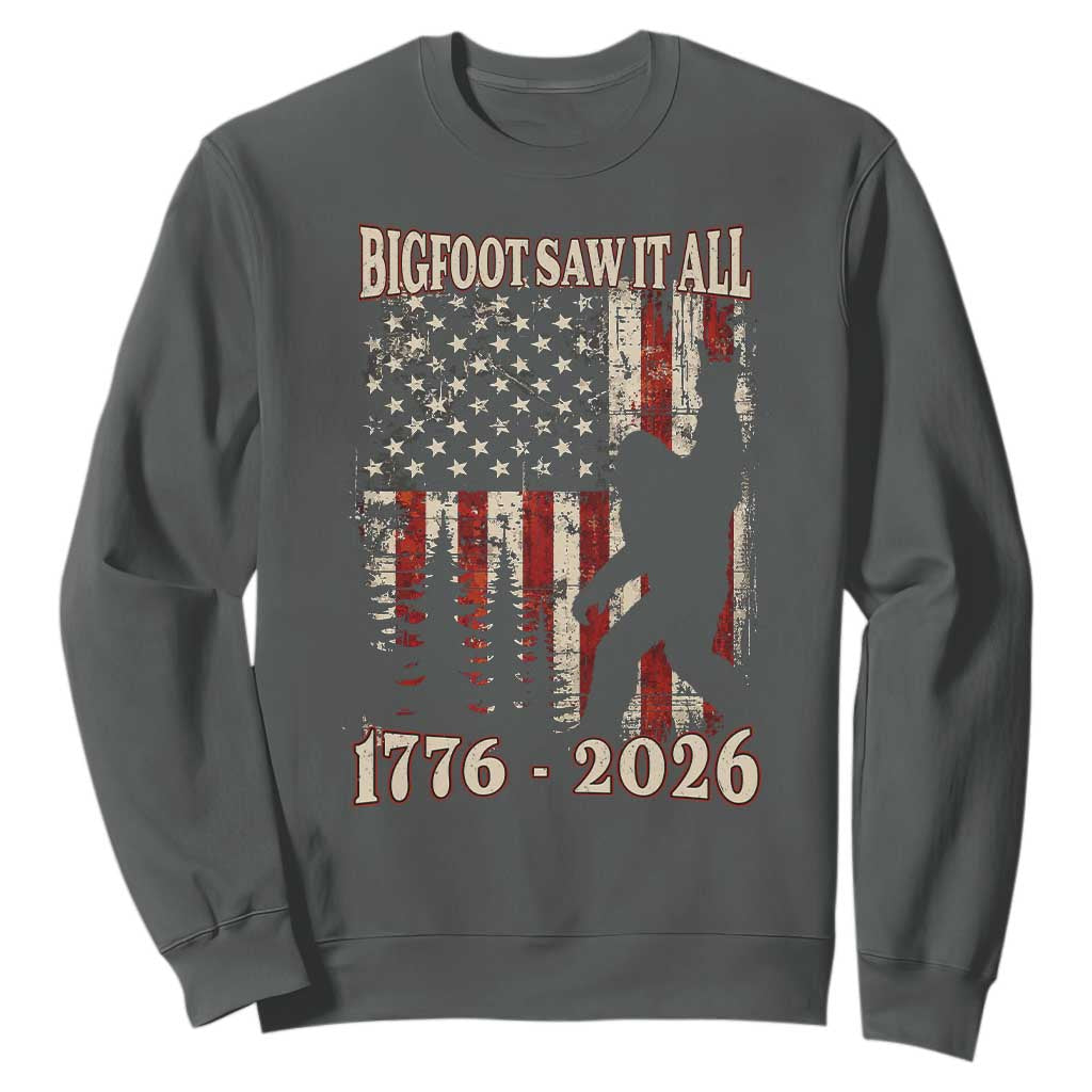 Bigfoot 250th Anniversary USA Sweatshirt Bigfoot Saw It All 1776 2026 4th of July