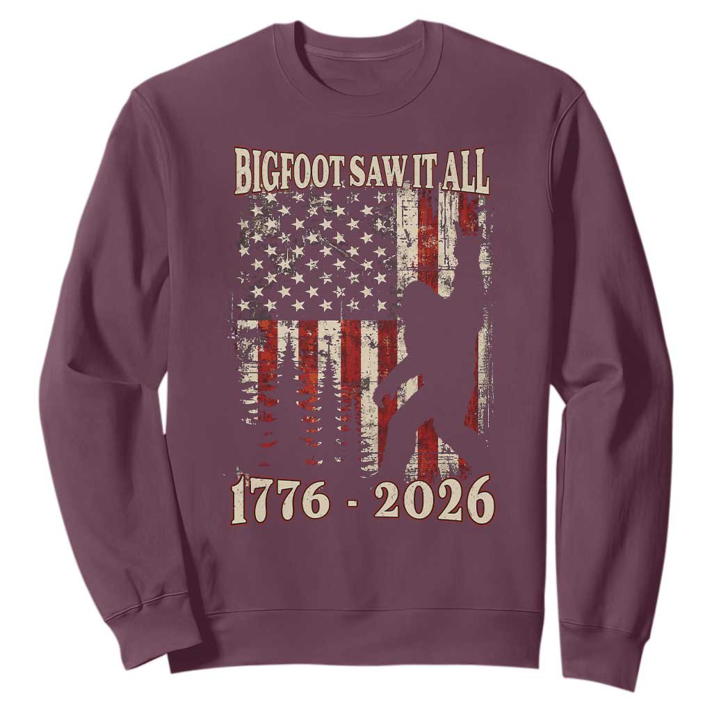 Bigfoot 250th Anniversary USA Sweatshirt Bigfoot Saw It All 1776 2026 4th of July