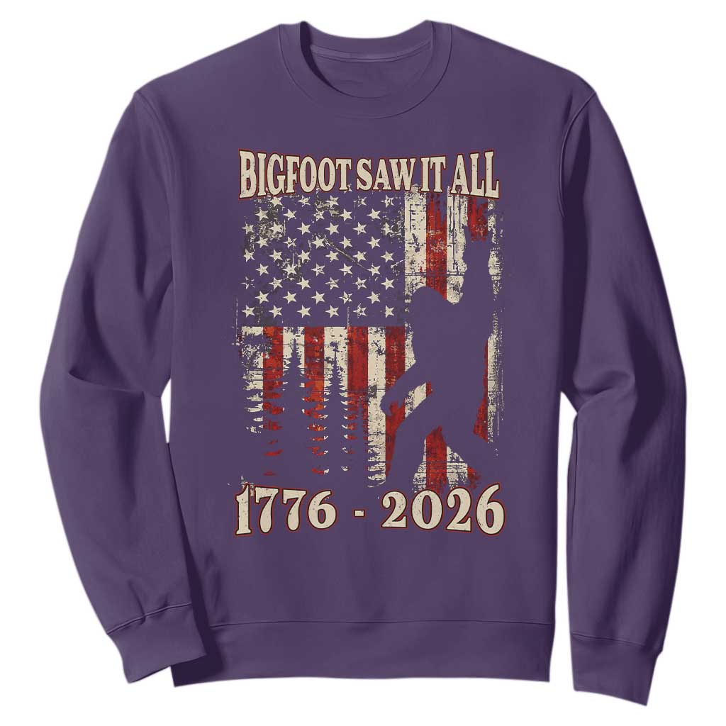Bigfoot 250th Anniversary USA Sweatshirt Bigfoot Saw It All 1776 2026 4th of July