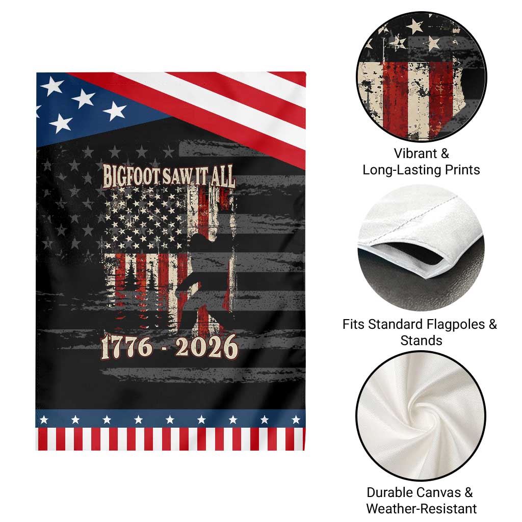 Bigfoot 250th Anniversary USA Patriotic Garden Flag Bigfoot Saw It All 1776 2026 4th of July