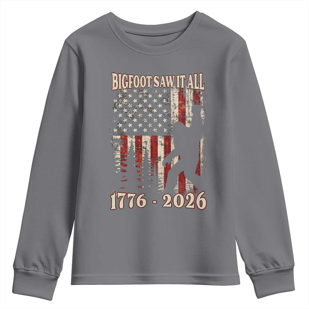 Bigfoot 250th Anniversary USA Youth Sweatshirt Bigfoot Saw It All 1776 2026 4th of July