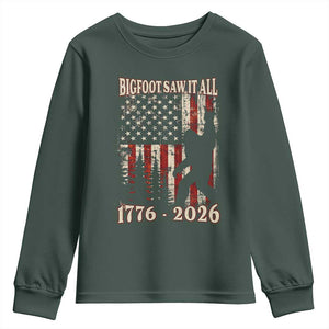 Bigfoot 250th Anniversary USA Youth Sweatshirt Bigfoot Saw It All 1776 2026 4th of July