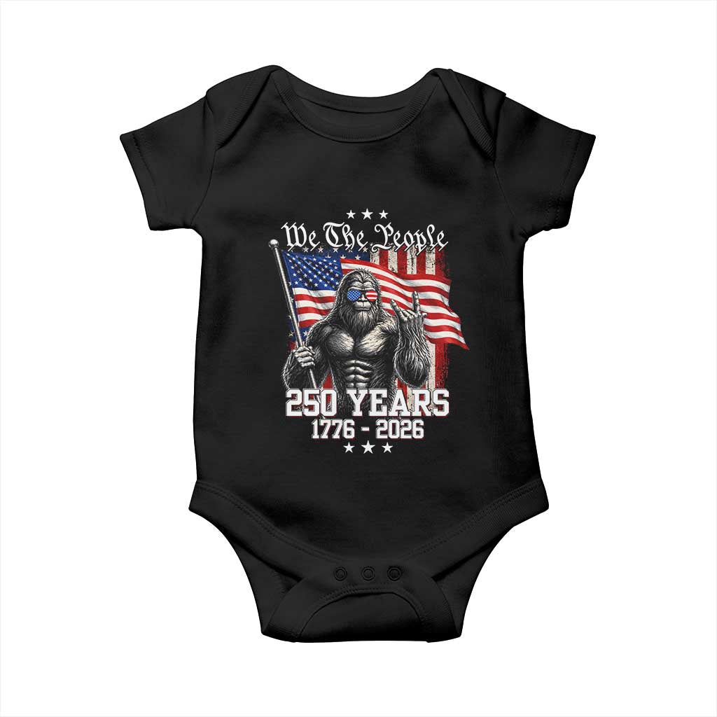 250th Anniversary USA Bigfoot Baby Onesie Sasquatch 250 Years Independence TS11 Black Print Your Wear