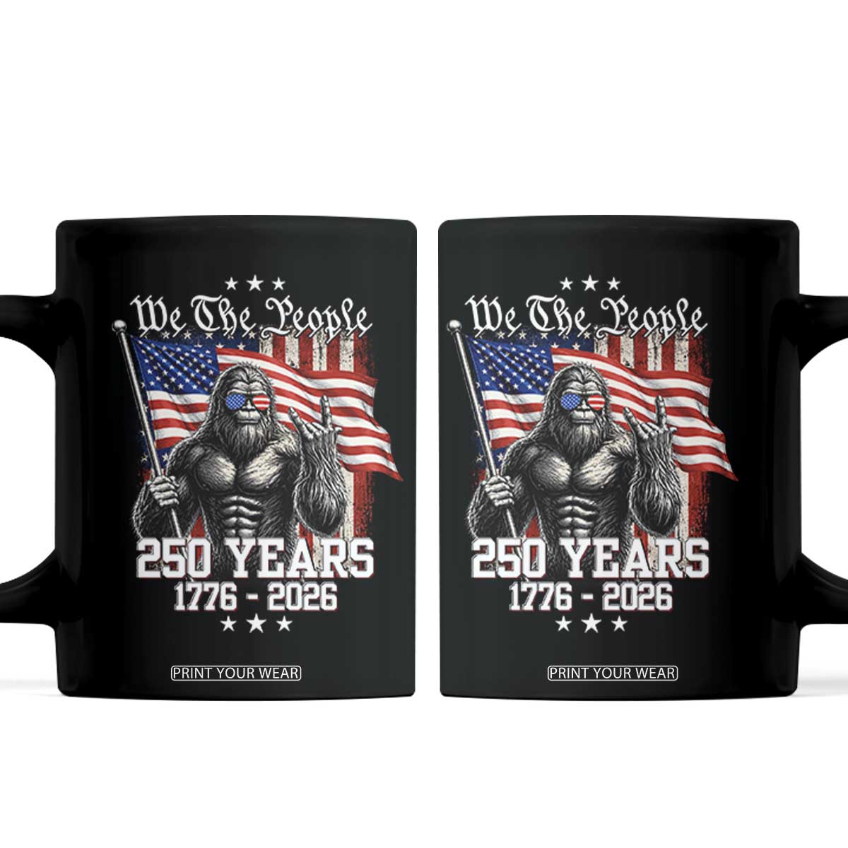 250th Anniversary USA Bigfoot Coffee Mug Sasquatch 250 Years Independence