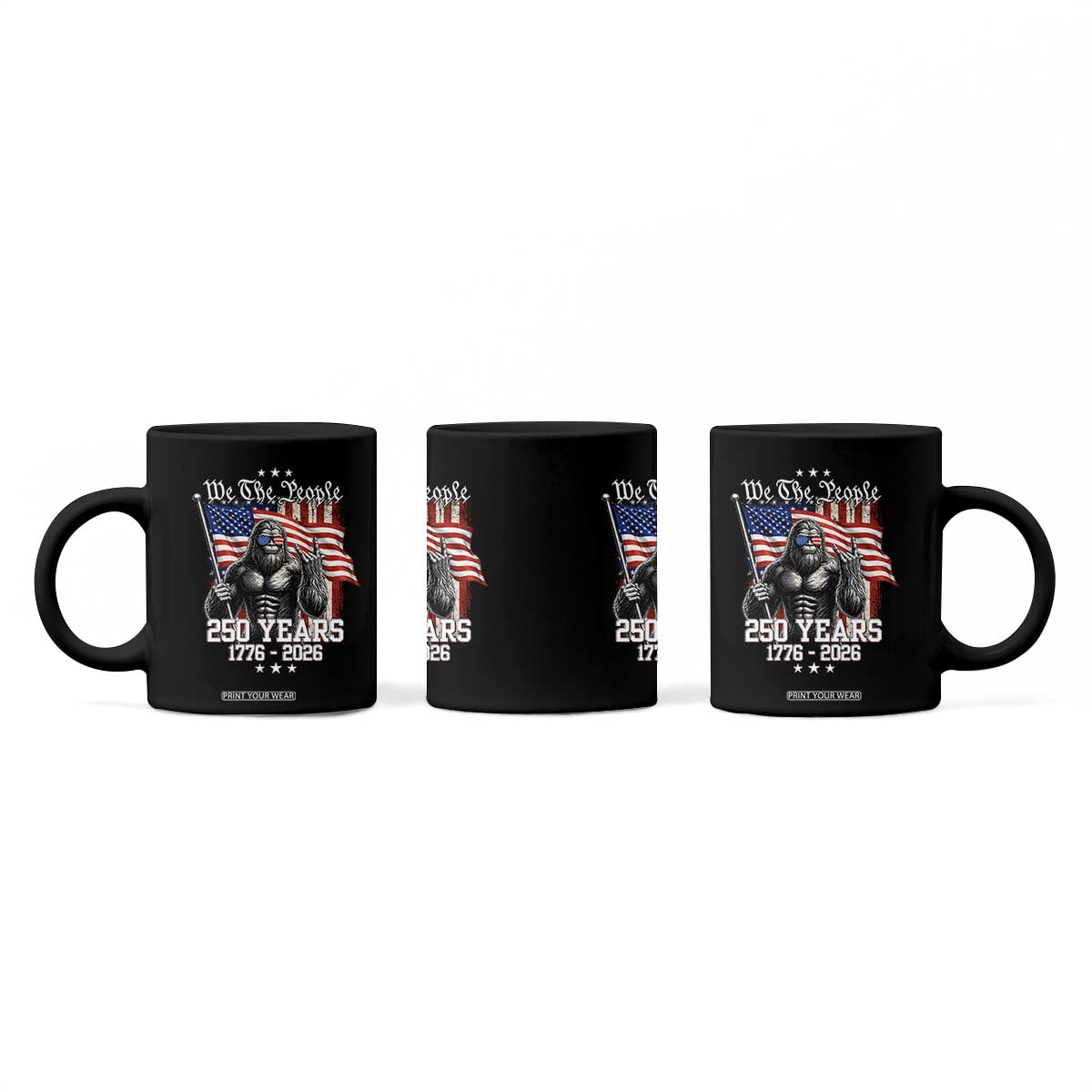 250th Anniversary USA Bigfoot Coffee Mug Sasquatch 250 Years Independence