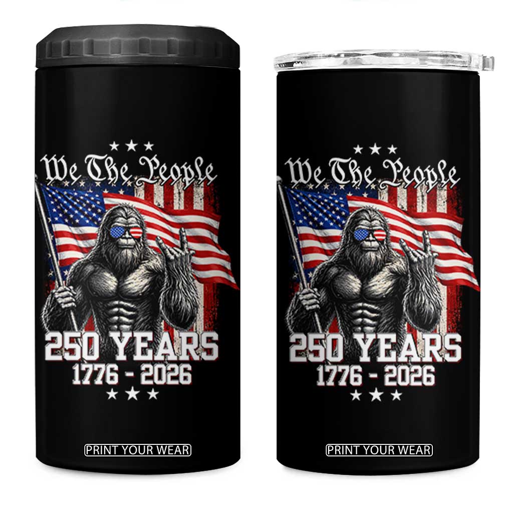 250th Anniversary USA Bigfoot 4 in 1 Can Cooler Tumbler Sasquatch 250 Years Independence