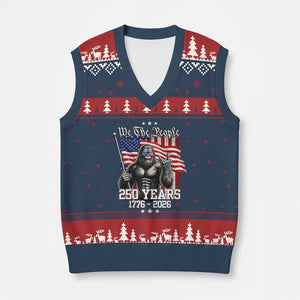 250th Anniversary USA Bigfoot V-Neck Knit Sweater Vest Sasquatch 250 Years Independence